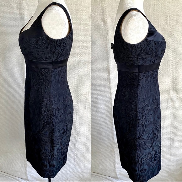 Vintage 90s M Textured Print Cocktail Dress LBD - Picture 8 of 8